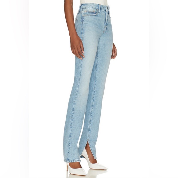 Good American Good Classic Jeans in Indigo267 High Rise Split Hem Size 14/32 - Picture 6 of 14